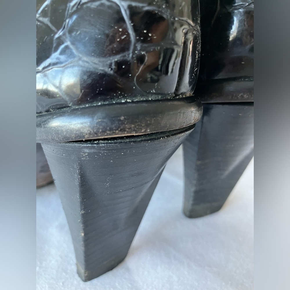 Donald J Pliner Shoe Boot Heel Stiletto Mid Calf Mottled Black Suede Black Sz 10 - Picture 14 of 17